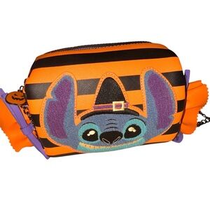 Loungefly Disney Lilo And Stitch Striped Halloween Candy Wrappers Crossbody Bag